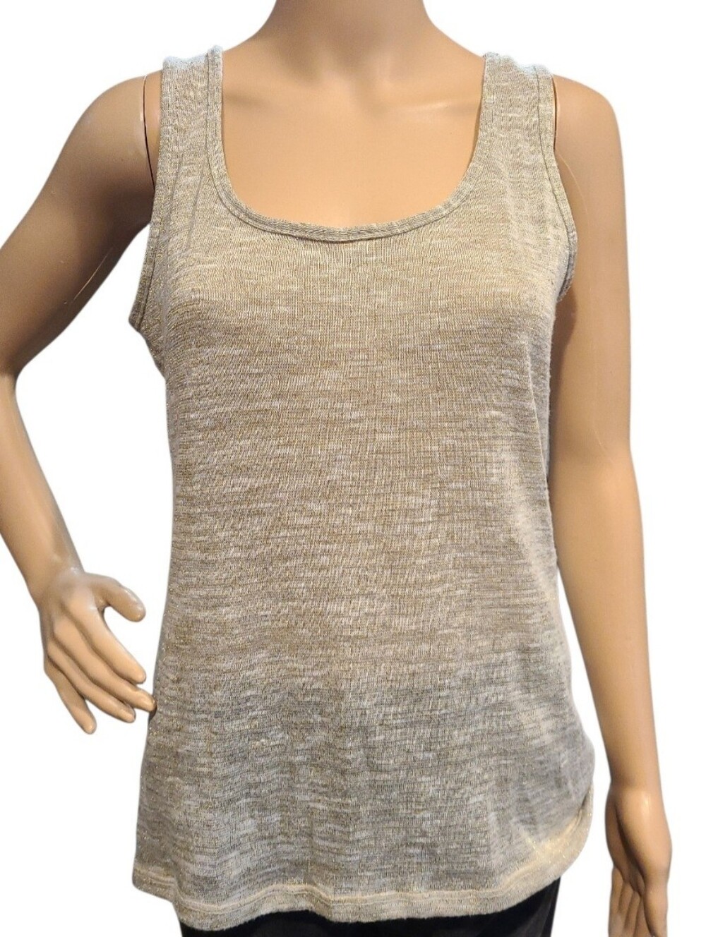 Bobbie Brooks Shimmering Gold Lace Back Tank Top